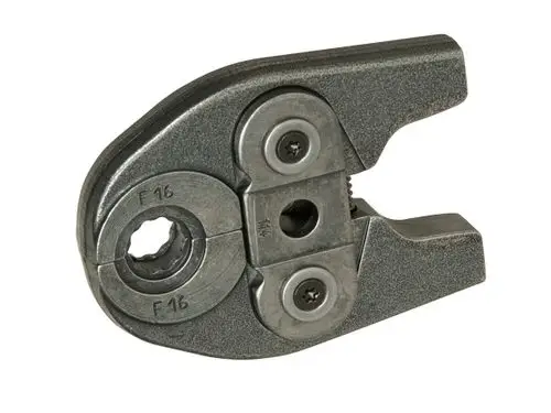 Pressbacke aus Metall mit geformtem Profil und Loch auf der linken Seite. Eignet sich für die Nutzung in Verbindung mit Fränkische Systemen.